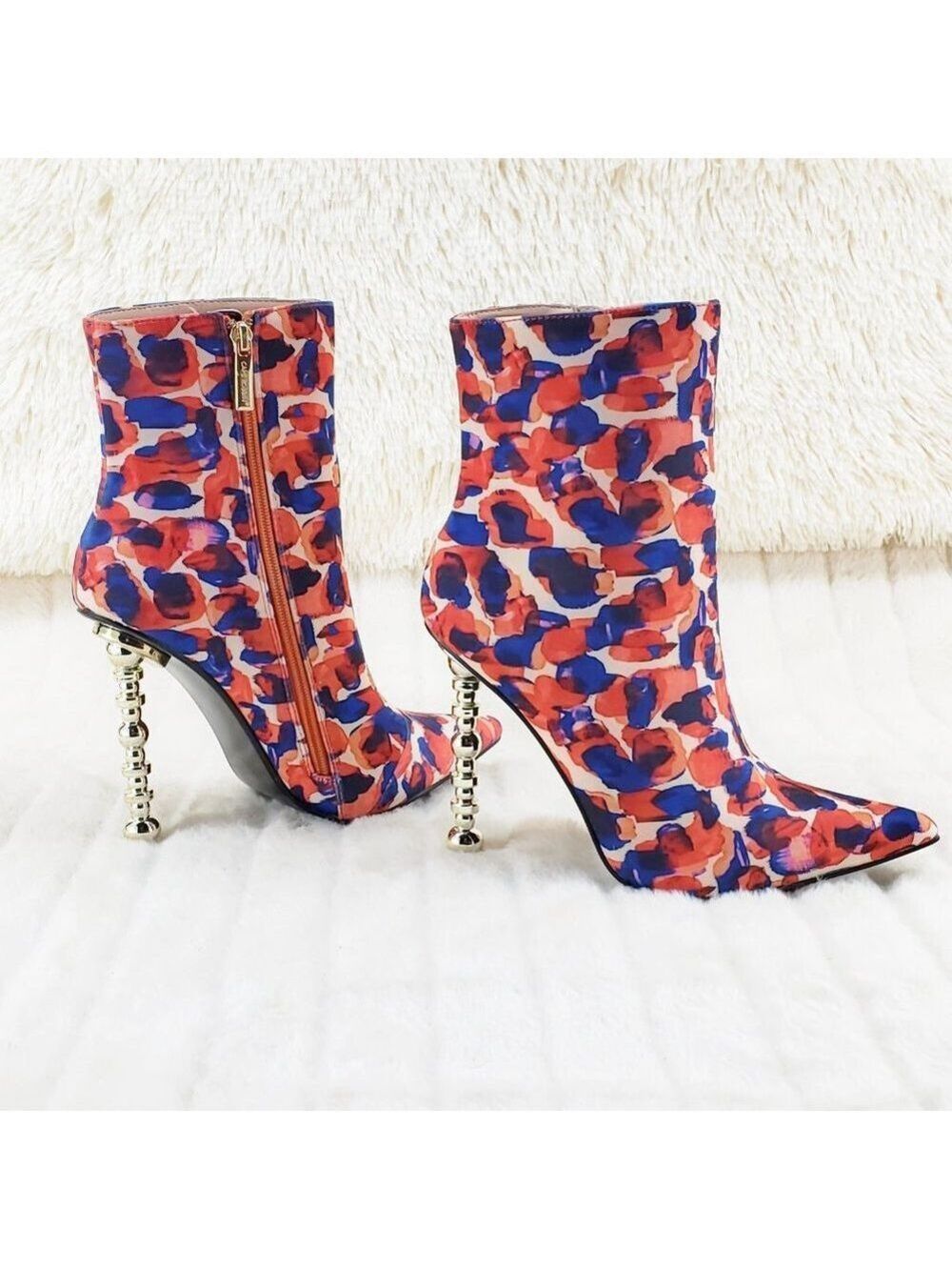Shawna Deco Multi Color 5" Geo High Heel Multi Color Pointy Toe Ankle Boots